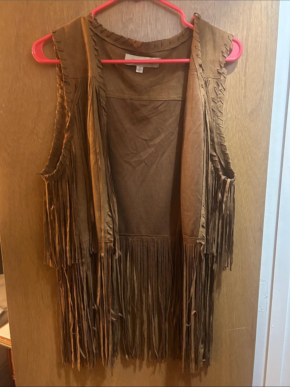 Yahada Brown Fringe Suede Vest
